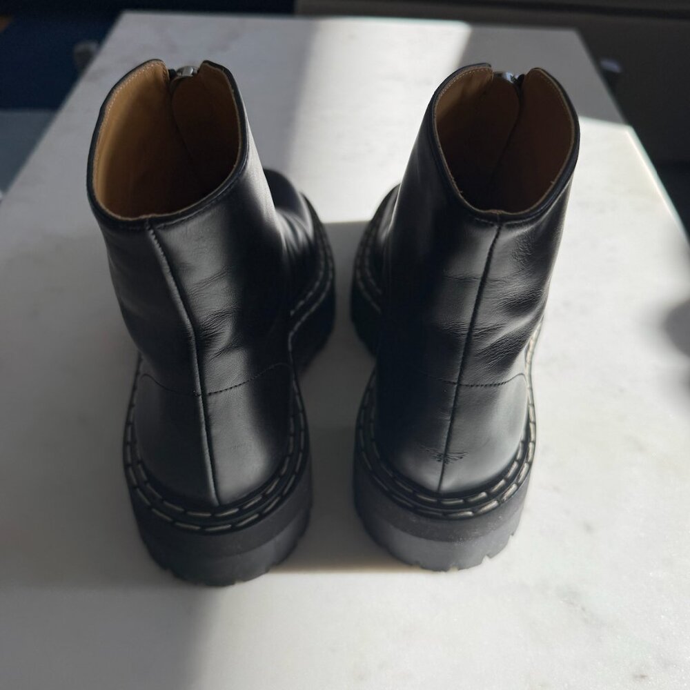 Proenza Schouler Black Chunky Leather Boot with Lug Sole and Zipper, Size 38 - Picture 9 of 15